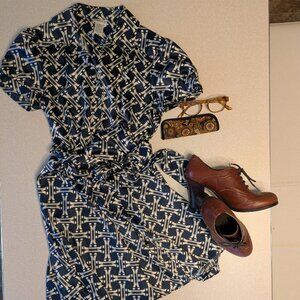 Vintage 2000's swing style Fit & Flare JG Hook shirt dress 4P